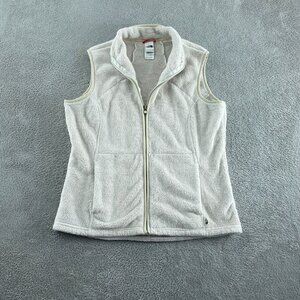 The North Face Womens Fleece Zip-Up Vest L/G Ivory White Soft 5773